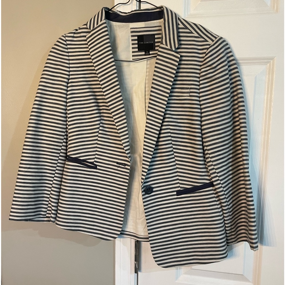 Navy Blue and White Blazer